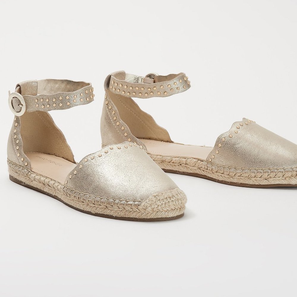 Marc Fisher Leather Sandals with Ankle Strap Gold